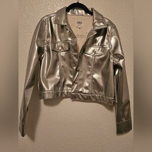 Almost Famous Silver Metallic Crop Jacket